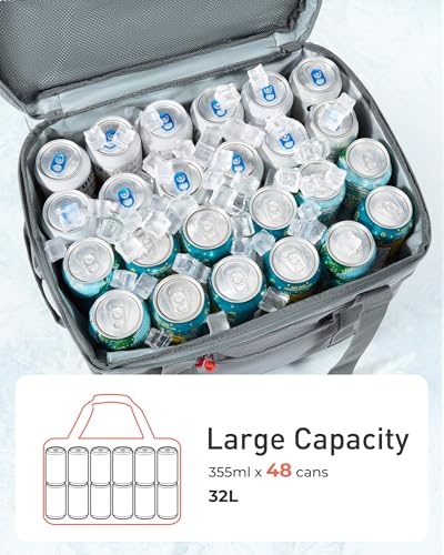 TOURIT Soft Sided Cooler Bag Insulated 48/60 Cans, Large Collapsible & Leakproof Ice Chest for Picnic, Beach, Camping, Travel