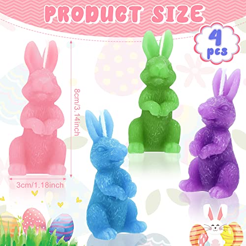 BBTO 4 Pcs Easter Bunny Candles Gift Set Rabbit Shape Spring Candles for Easter Bunny Decorations Party Table Home Decor S...