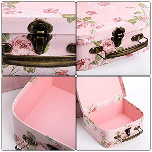 Fasmov 3 Pack Paperboard Suitcases Storage Box Decorative Storage Boxes Gift Boxes With Lids for Photo Storage Home Decora...