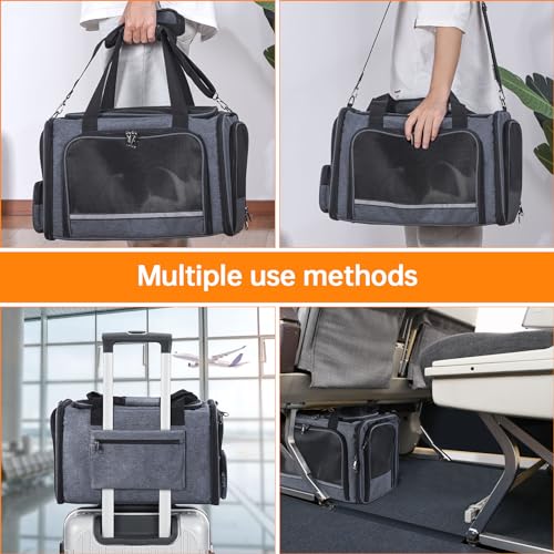 Groxkox Cat Carrier Pet Travel Carrier by Airplane Approved Under seat, TSA Airline Approved Soft-Sided Dogs Carrier Bag f...
