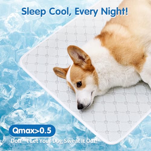 KMIRTNE Dog Cooling Mat - Instant 6-12°F Drop, Cooling Mat for Pets Q-MAX >0.5 & Machine Washable, Anti-Slip Bottom, Cool ...