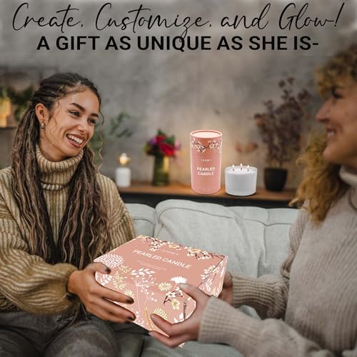Pearled Candle Sand Gift Set - 18oz Sand Wax, 30 Wicks, 2X Natural Fragrance Oils + Free Large Glass Jar Included - Smoke-...