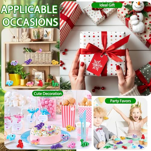 JOICEE 24 Pcs 3D Printed Dinosaur Animals Set, Mini Animals 3D Figurines Toys Set Cute Articulated Flexible Fidget Toys fo...