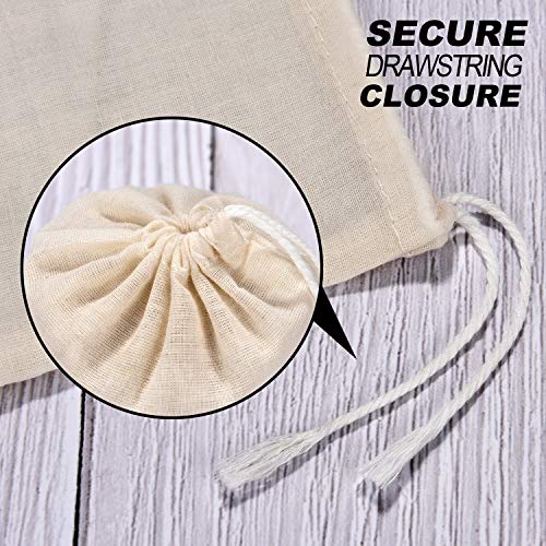Tatuo 3 x 4 Inches Muslin Cotton Drawstring Bags Canvas Linen Sachet Bag Reusable Empty Gift Pouch for Party Home Supplies