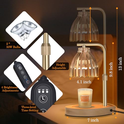 Birthday Gifts for Women Candle Warmer Lamp with Adjustable Height, Timer & Dimmer, Birthday Gifts for Women, Elegant Gift...