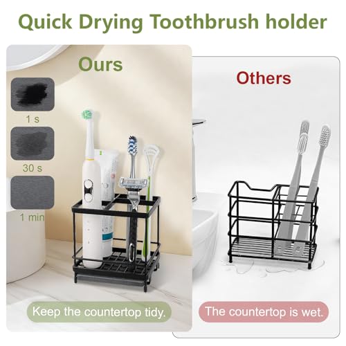 Carbon Steel Toothbrush Holders for Bathrooms, 5 Slots Kids Electric Tooth Brush and Toothpaste Organizer for Countertop, ...