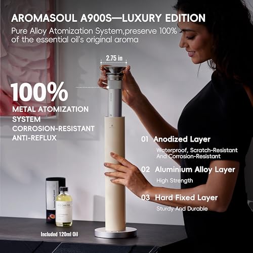 Wireless Rechargeable Hotel Scent Diffuser Starter Kit - Alloy Atomization System,Waterless Oil Diffuser, 1500 Sq Ft Cover...