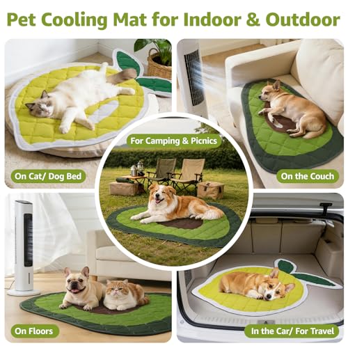 LOOBANI Dog Cooling Mat 50"x38"- Cute Avocado Cooling Mat for Dogs (Cool & Warm Side), Waterproof Self-Cooling Mat for Cra...