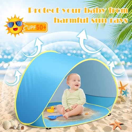 Baby Beach Tent with Pool, Pop Up Sun Shelter UPF 50+ UV Protection for Infant Toddlers, Portable Shade Tent with Carry Ba...