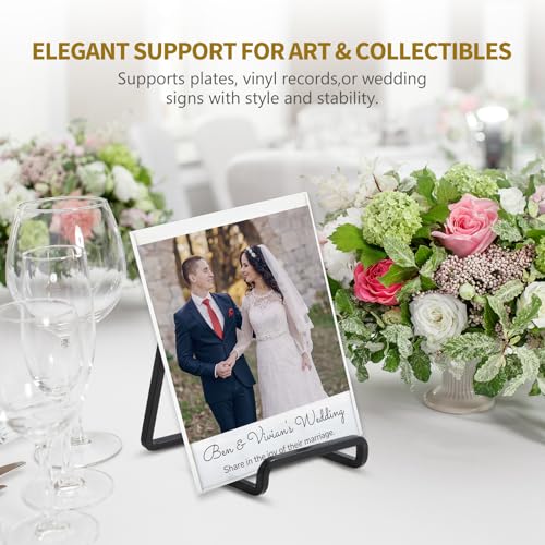 DIDUDIDU Plate Holder Easel Display Stand - Metal Plate Stands for Display - Tabletop Picture Stand - Black Iron Easels fo...