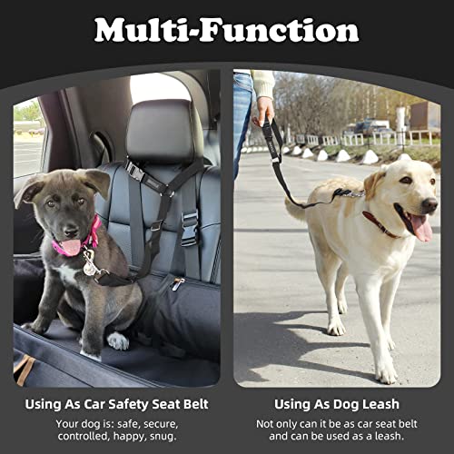 BWOGUE 2 Packs Dog Cat Safety Seat Belt Strap Car Headrest Restraint Adjustable Nylon Fabric Dog Restraints Vehicle Seatbe...