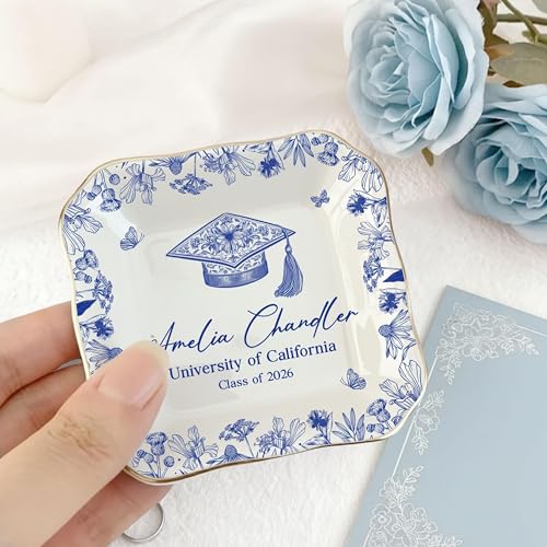 LOVELYPOD Personalized Graduation Trinket Tray, Personalized College Ring Dish, Custom College Grad Gift, 2026 Graduation ...