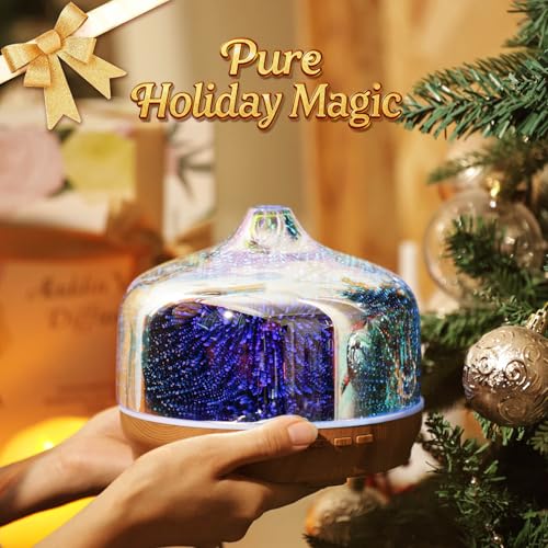 Porseme 500ml Glass Essential Oil Diffuser Aromatherapy Ultrasonic Cool Mist Humidifier 15-21 Running Hours Diffusers with...
