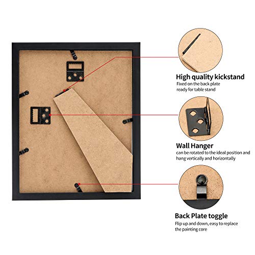 Framenow 8.5x11 Picture Frames Set of 3, Shatter-Resistant Glass Display Certificate or Pictures 8.5 by 11,To Wall and Tab...