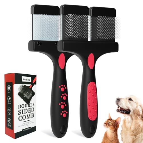 Histotree Double-Sided Dual Flex Pet Slicker Brush Professional Gentle Grooming Tool for Dogs&Cats Remove Loose Hair Under...