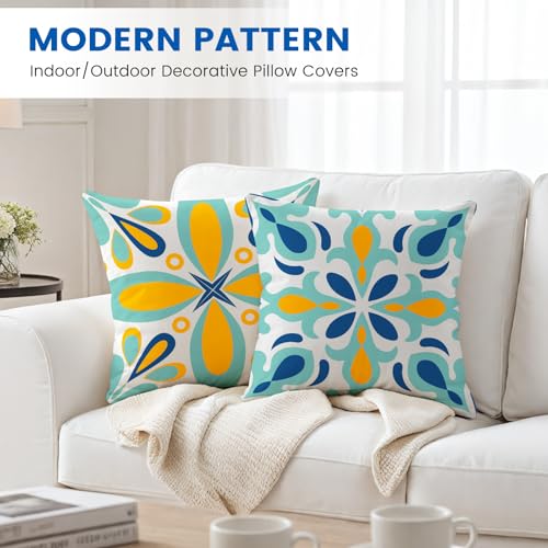 coclothy Outdoor Pillow Covers - 4 Pack Outdoor Pillow Covers 18x18 Waterproof PillowCovers for Patio Furniture Decorative...