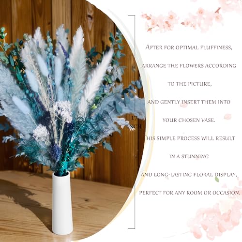 Pampas Grass Decor Dried Flowers with Blue Pampas Grass Boho Floral Arrangements for Home Office Wedding Centerpieces Rust...
