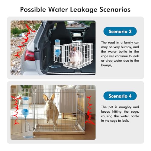 Vannon Top Fill Small Animal Water Dispenser for Cage, 23oz Auto Feeding Crate Water Bottle for Rabbit, Chinchilla, Ferre...