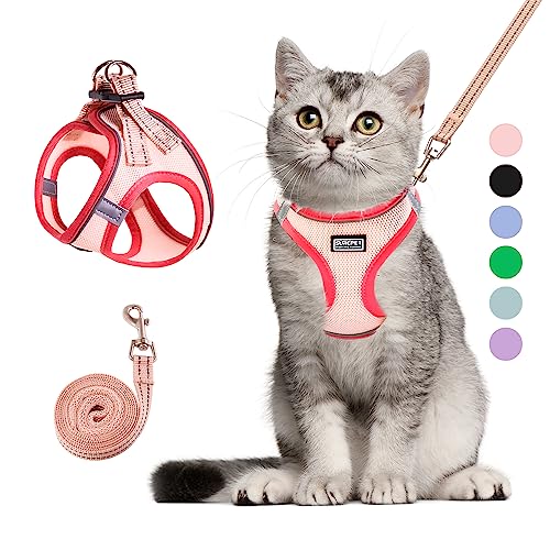 Betmaypet Cat Harness and Leash Set, Soft and Breathable Vest with Reflective Strip, Escape Proof Kitten Harness, Easy to ...