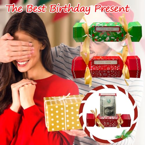 Yiishuiil Christmas Surprise Money Pull Pouch, 2PCS DIY Christmas Money Holders for Cash Cash Gift Pouch for Gift Birthday