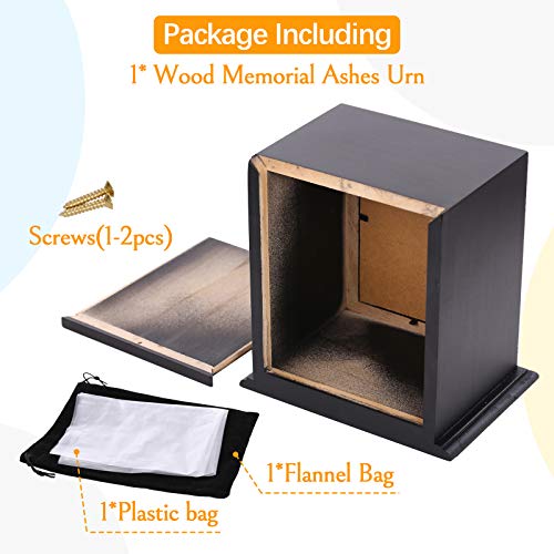 Pet Wood Memorial Urn for Ashes,Photo Frame Keepsake Box for Cats Dogs,Funerary Caskets Supplies Burly Wood Cremation Urns...