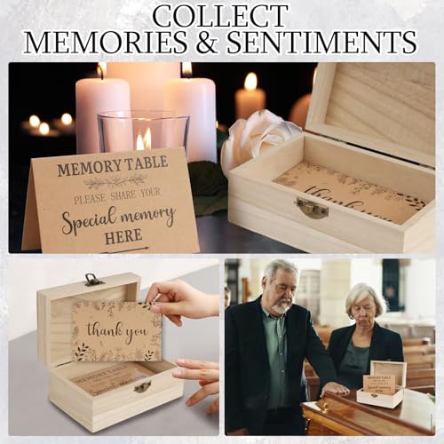 Lebsitey Share A Memory Card for Celebration of Life Decorations- 50 Pcs Memory Cards with Wooden Box for Funeral Graduati...