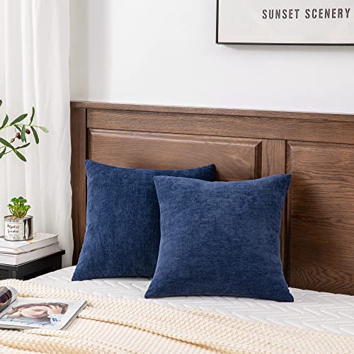 GAWAMAY Decorative Square Throw Pillow Covers 18"x18" Inch Set of 2, Super Soft Chenille Pillows Cover Fall Pillowcase for...