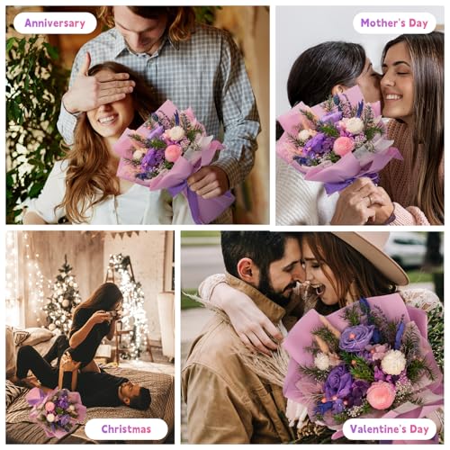 HUACHIPLUS Forever Flower Gifts for Her: Romantic Mothers Day Flowers for Mom Wife Girlfriend Grandma-Preserved Rose Bouqu...