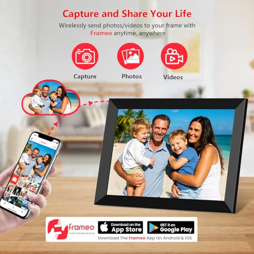 FRAMEO Digital Photo Frame, 10.1 Inch WiFi Digital Picture Frame with 1280x800 IPS HD Touch Screen, 32GB Storage Auto-Rota...