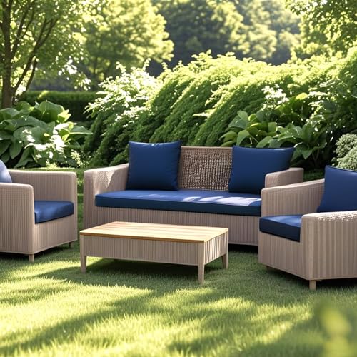 SK Studio 3Pcs Outdoor Cushion Covers Waterproof Patio Furniture Seat Cushions Replacement Covers for 4-Seater Wicker Ratt...