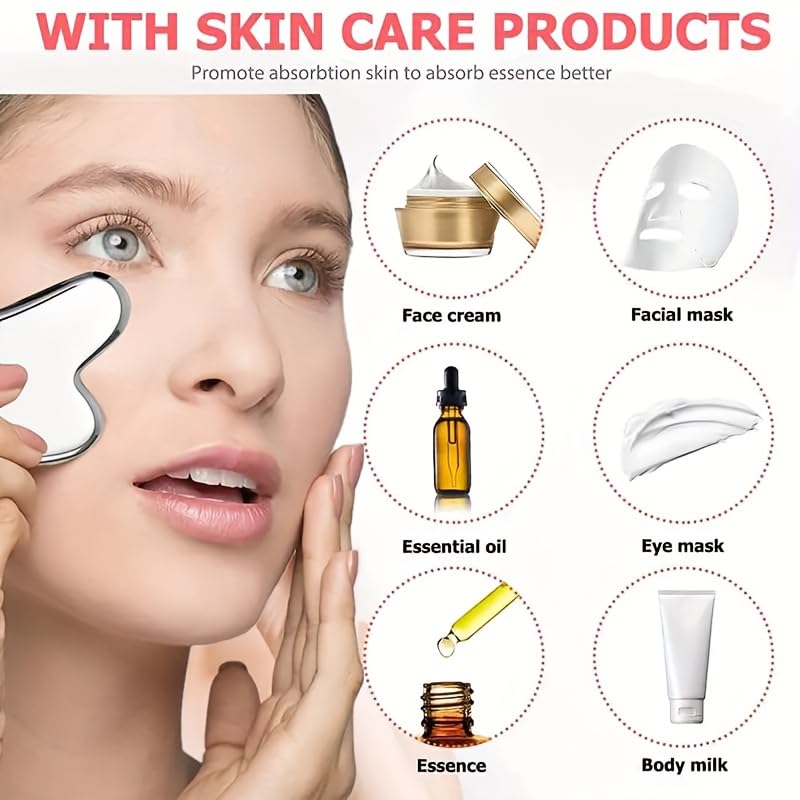 3 Pcs Facial Care Massage Set, Including Ice Face Mask Mold, Silicone Cleansing Massage Brush, and a Stainless Steel Gua S...