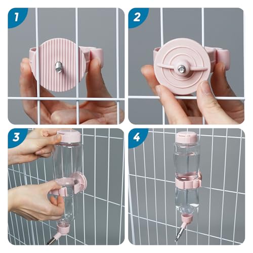 VANNON 17oz Small Animal Water Dispenser for Crate, Parrots Water Bottle for Cage, Chewproof Pet Water Bottle for Rabbits,...