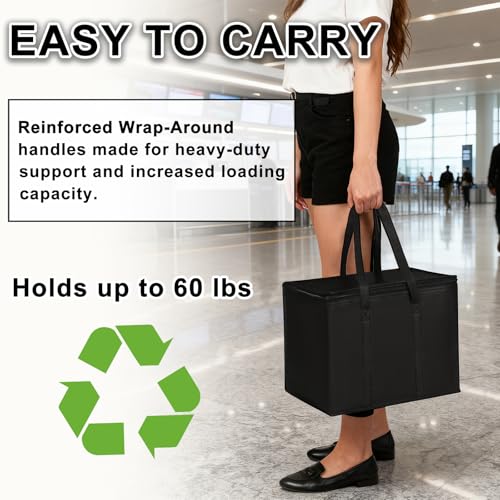 JNYONG 4 Pack Insulated Reusable Grocery Shopping Bags with zippered top,Food Delivery Bag,Collapsible Cooler Bag for Froz...