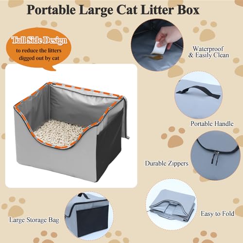 24"x16"x17" Soft Cat Travel Carrier with Litter Box, Expandable Cat Carrier for 2 Cats, Large Cat Carrier for Car Travel L...