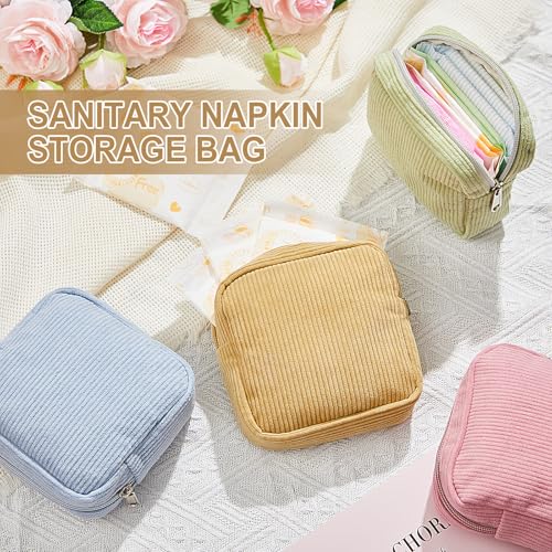 Dansydaisy 9 Pcs Sanitary Storage Pouch Mini Corduroy Makeup Bag Valentine's Day Period Pouch Gift Tampon Bag for Women Te...