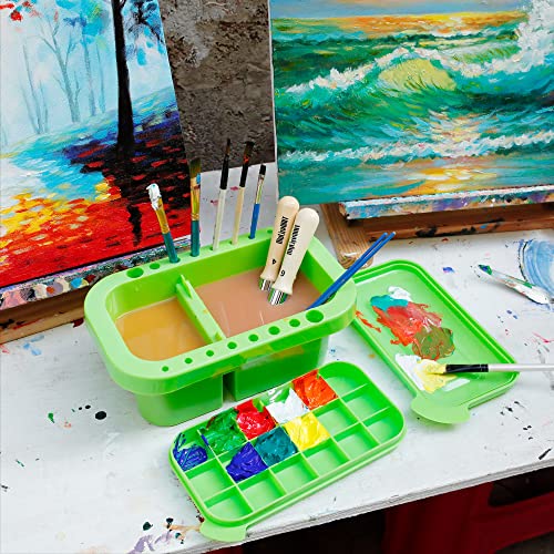 MyLifeUNIT Paint Brush Cleaner, Paint Brush Holder and Organizers with Palette for Acrylic, Watercolor, and Water-Based Pa...