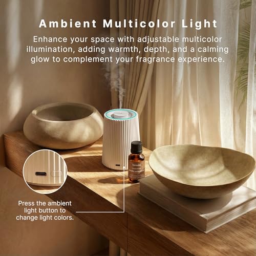 Homedics Waterless Essential Oil Diffuser with 15ml Vanilla Cedarwood Fragrance Oil. SereneScent Cordless Cold Air Scent D...