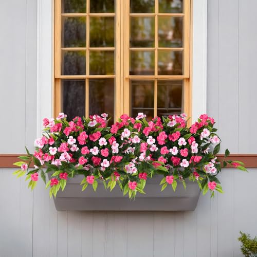 Hommyea Artificial Flowers for Outdoor, 2 Bundles UV Resistant Fake Plants Decoration Realistic Faux Silk Flowers No Fade ...