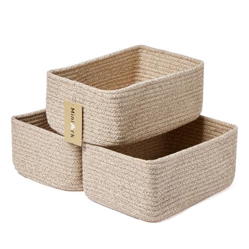 MiniArk Small Storage Baskets for Organizing | Closet Organizer Bins | Shelf Toy Basket | Woven Rope Baskets | Cube Decora...