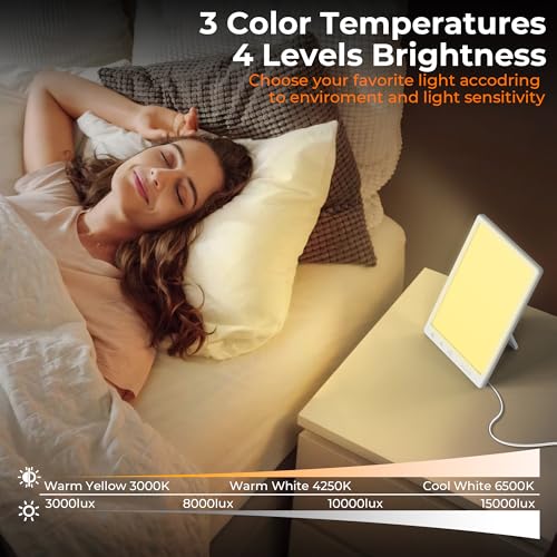 Light Lamp, Portable Full Spectrum LED Light Sunlight Personal Daylight with 3 Adjustable Color＆Stepless Brightness Level...