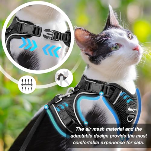 Cat Harness, Cat Harness and Leash for Walking, Adjusted in Four Directions and Breathable Cat Harness for Anti Escape tha...
