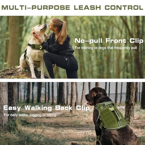 Dog Harness for Large Dogs Heavy Duty, Tactical No Pull Dog Harness with Molle System, Easy On and Off Service Dog Vest, B...