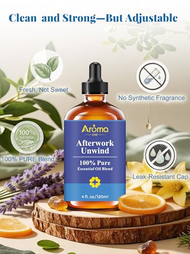 Afterwork Unwind — A 100% Pure Essential Oil Blend Bright Citrus-Floral Diffuser Blend that Helps You Switch Off The Noise...
