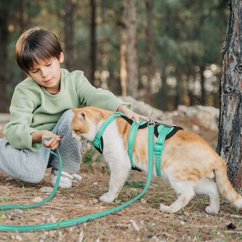 Cat Harness for Walking, Escape Proof Cat Harness and Leash Set with Reflective Strip, Adjustable Cat Leash Breathable Sof...