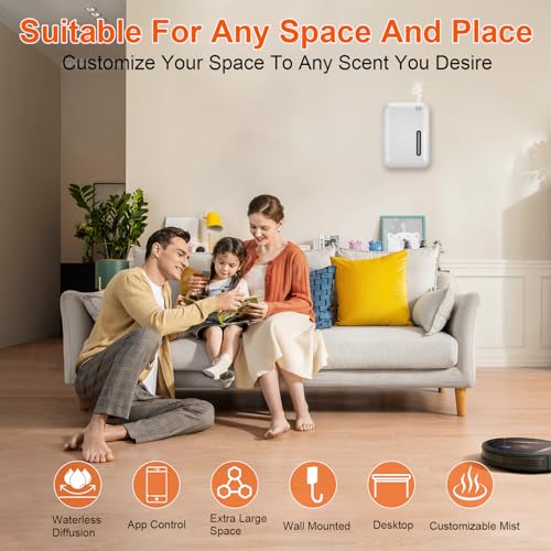 Smart Essential Oil Diffuser for Large Spaces, 250mL Capacity Covering 2300 sq.ft, Programmable Timer, for Home Office Com...