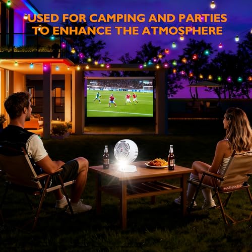 Estensoe Rechargeable Camping Fan with Light - Solar Powered, USB/Battery Operated with Remote, 10400mAh, 4-Speed Adjustab...