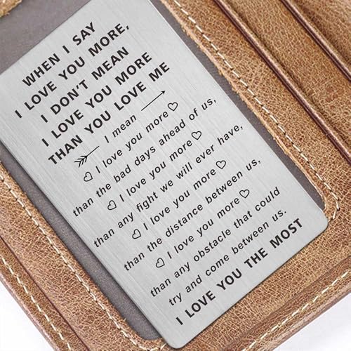 TANWIH When I Say I Love You More Wallet Card, Romantic Valentines Day Cards, I Love You Gifts for Him Her, Valentines Gif...