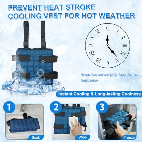 Blobuste Cooling Vest with Ice Packs, Adjustable Reusable Ice Cell Jacket for Men Women, for Outdoor Sports, Work, Hiking