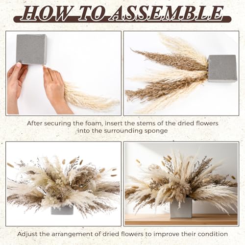 Layhit 1 Set Boho Dried Flower Wall Hanging 35 inch Pampas Grass Bouquet Dry Flower for Vase Crafts DIY Handmade Floral Pl...