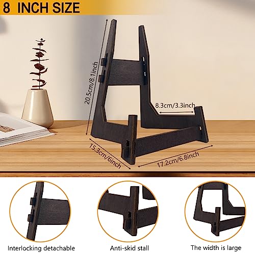 COLOOFO 1 Pack 8 Inch Plate Stand, Wooden Display Stand Plate Stands for Display Decorative Picture Frame Stand, Easel Dis...